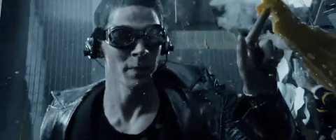 Quicksilver eating soup while running in super speed.